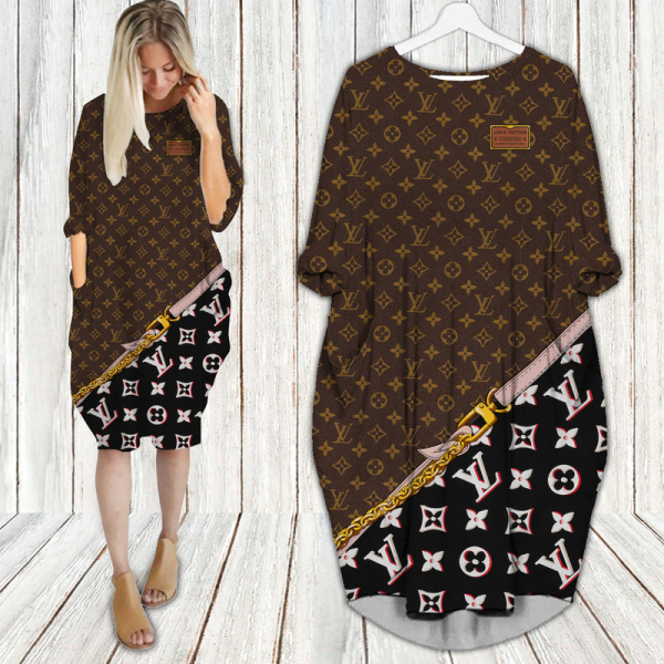 Louis Vuitton Monogram Batwing Pocket Dress  Luxury Clothing Clothes Outfit For Women HT
