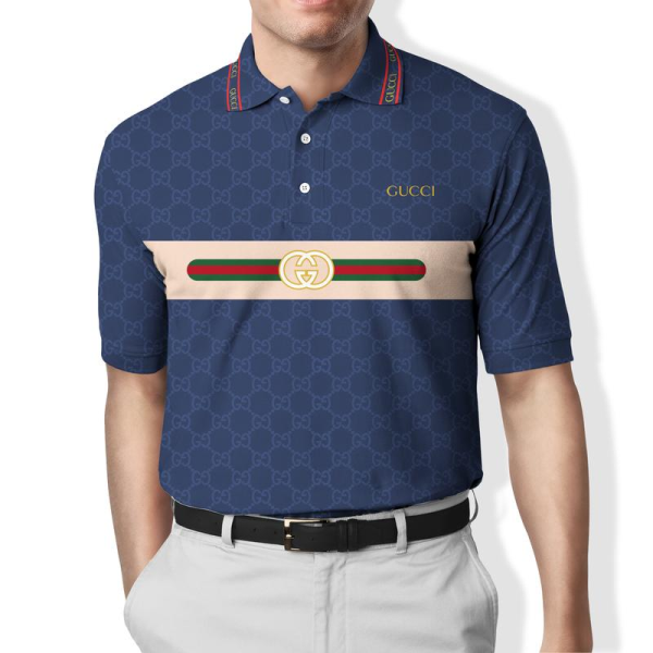 CG Blue Polo Shirt Luxury Clothing Clothes Golf Tennis Outfit For Men HT