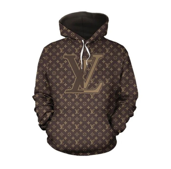 VLL Monogram Brown Unisex Hoodie For Men Women Luxury Clothing Clothes Outfit HT