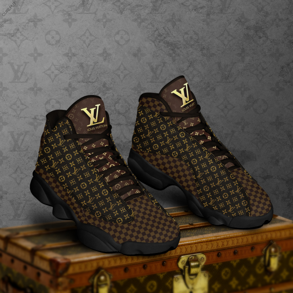 Louis Vuitton Brown Gold Air Jordan 13 Sneakers Shoes Hot 2025 LV Gifts For Men Women HT