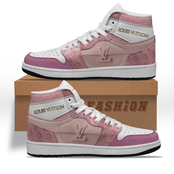 Louis Vuitton LV Pink High Air Jordan Sneakers Shoes Hot 2025 Gifts For Men Women HT