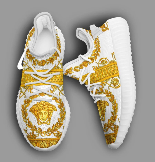 Gianni Versace White Gold Yeezy Boost Shoes Sport Sneakers Hot 2025 For Men Women HT