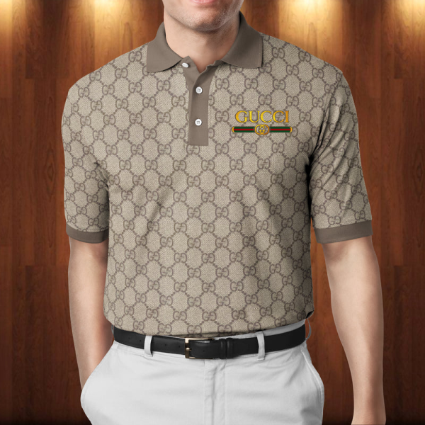 Gucci Brown Polo Shirt Luxury Clothing Clothes Golf Tennis Outfit For Men HT