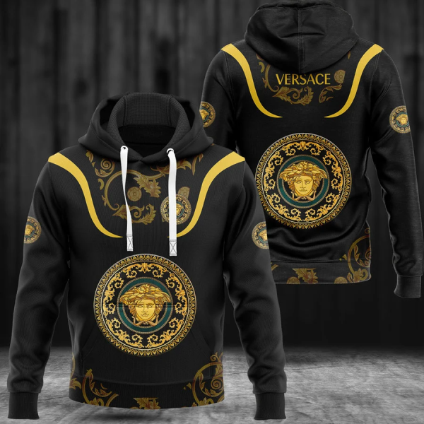 Gianni Versace Black Unisex Hoodie For Men Women Luxury Clothing Clothes Outfit HT