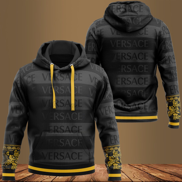 Gianni Versace Black Unisex Hoodie For Men Women Luxury Clothing Clothes Outfit HT