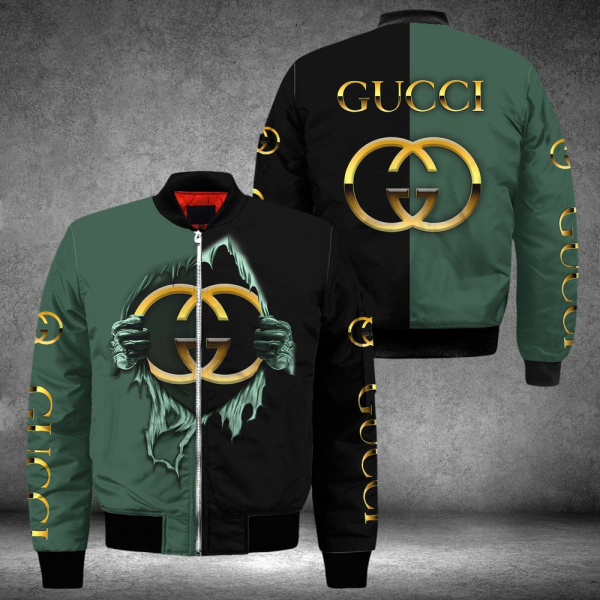 Gucci Black Green Bomber Jacket Sweatpants Pants Luxury Clothing Clothes Outfit For Men ND