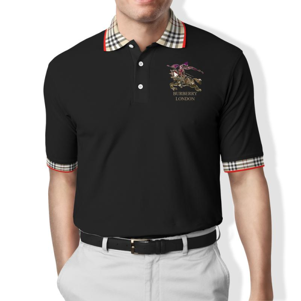Burberry Black Polo Shirt Luxury Clothing Clothes Golf Tennis Outfit For Men HT