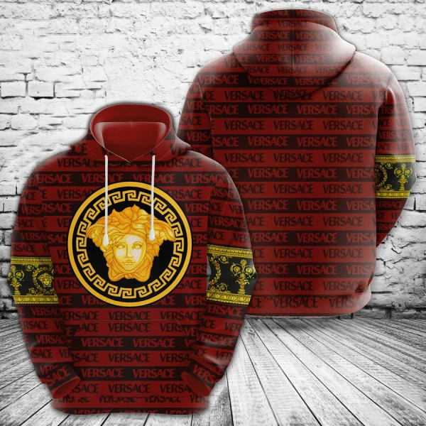 Gianni Versace Red Gold Unisex Hoodie For Men Women Luxury Clothing Clothes Outfit HT